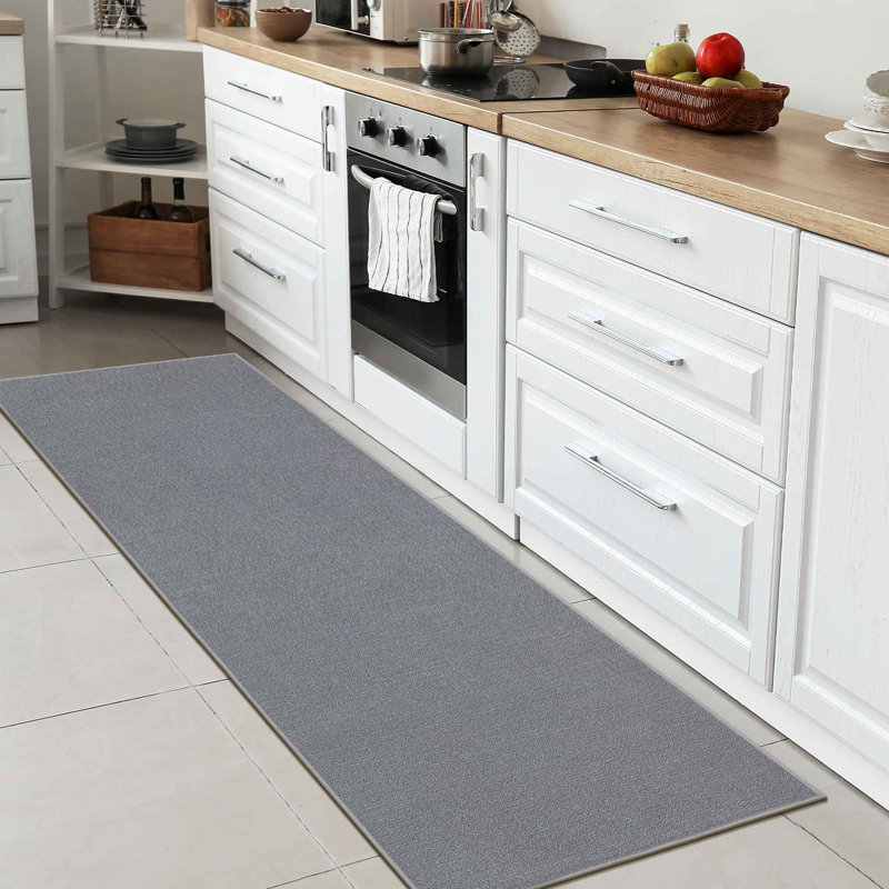 Gray Machine Washable Non-Slip Runner Rug