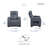 Moderne 38" Modern & Contemporary Top Grain Leather Power Reclining Chair with Power Headrest, Air Massage, Heat, LED Lighting & Dual Storage Arms-645419590