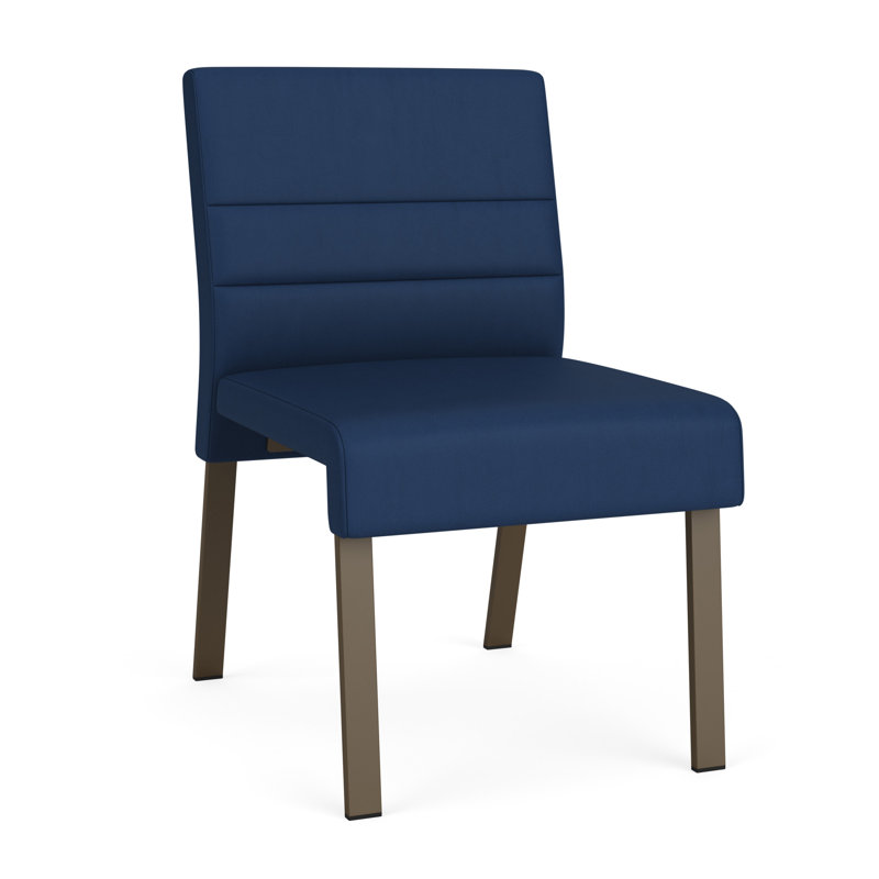 Chaise d'invité sans accoudoirs Waterfall, Bronze, Vinyle bleu Patriot Plus Imperial