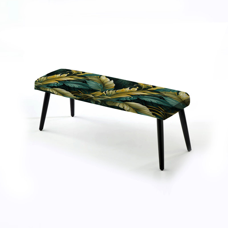 Mirage Radiance Tropical Pattern I - Tropical Upholstered Black Bench