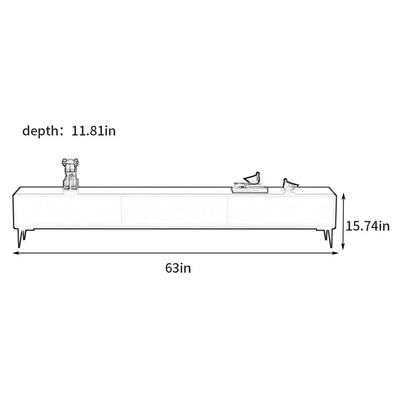 Meuble télé simple et moderne, 15.74"H x 63"L x 11.81"W