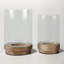 Sagebrook Home Iron and Glass Candle Holders on Mango Wood Base - Elegant Home Decor Essentials for Serenity-1707690826