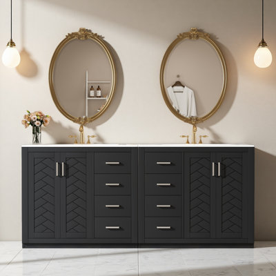 Meuble-lavabo 72 po avec lavabo en céramique (séparé), armoire de rangement en bois massif