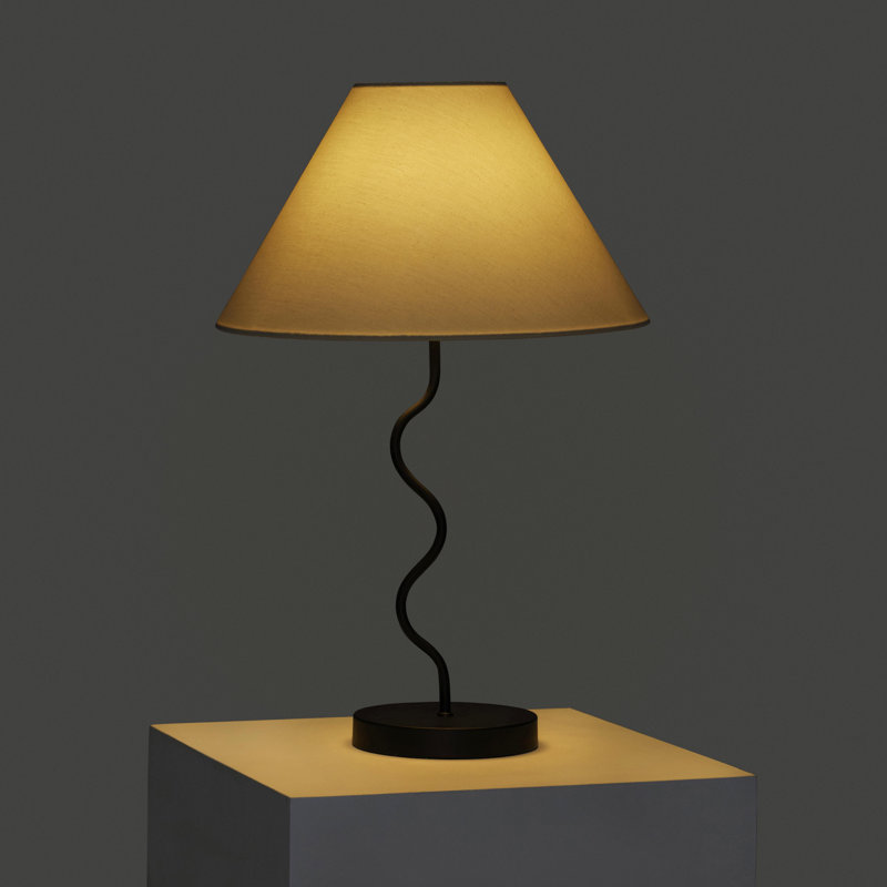 Squiggle 22" Black LED Table Lamp with Ivory Shade