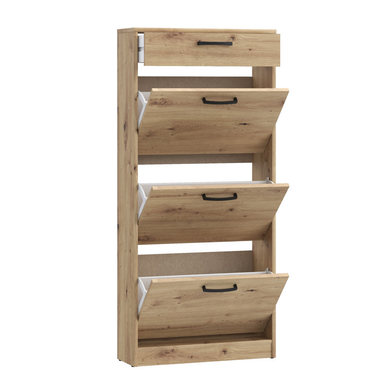 Vasbinder 6 Pair Shoe Storage Cabinet, 127.7cm H x 58.2cm W x  20.4cm D, Oak Wood