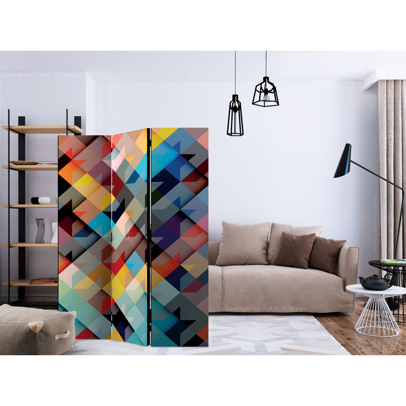Garen 172cm H Solid Wood Folding Room Divider, 3