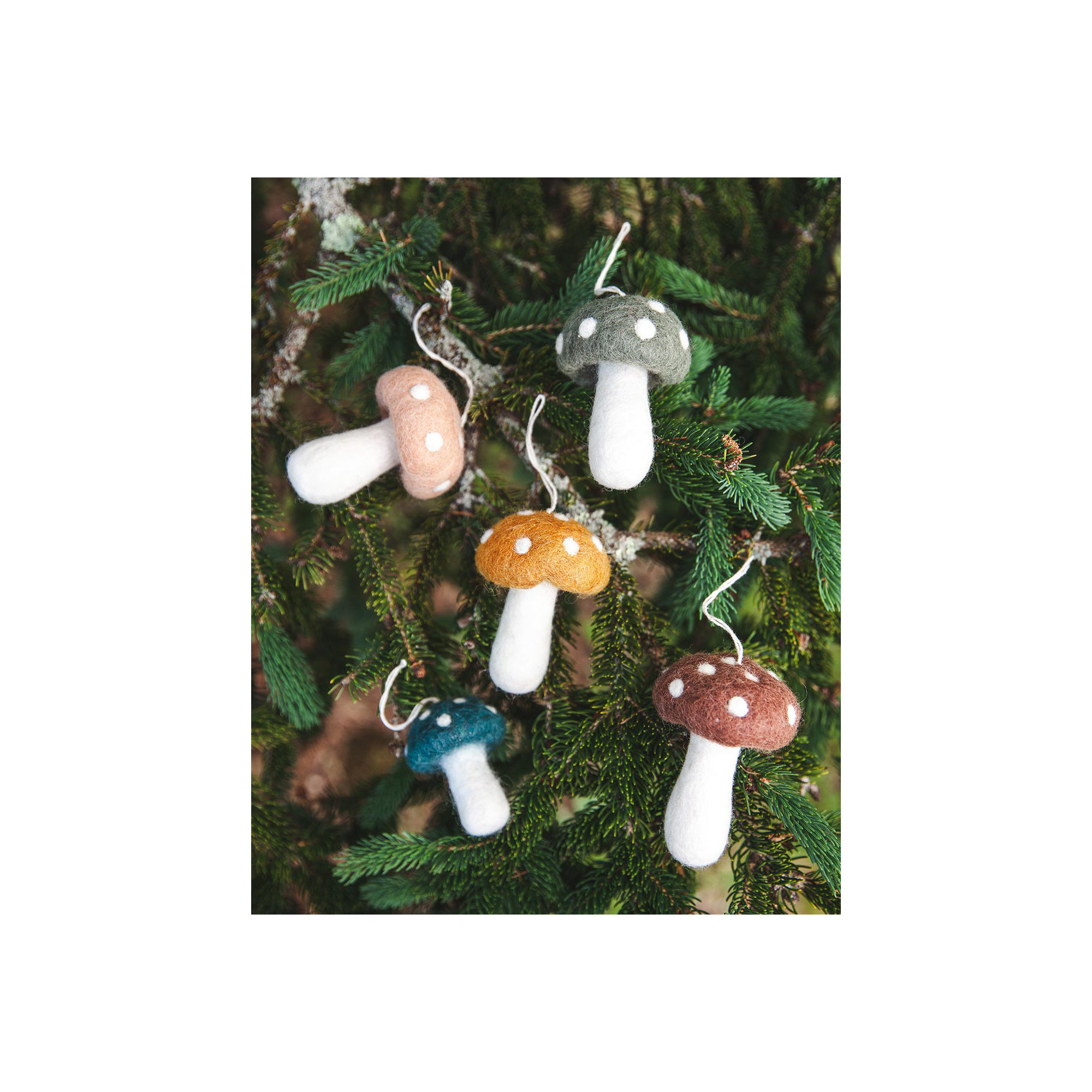 Felted Mushroom Ornament, Blush, 3.5" H x 2.5" W x 2.5" D