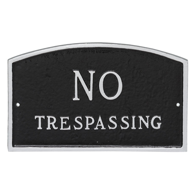 Plaque de jardin à déclaration sans intrusion, Noir / argent, H 5,5 po x l 9 po x P 0,25 po