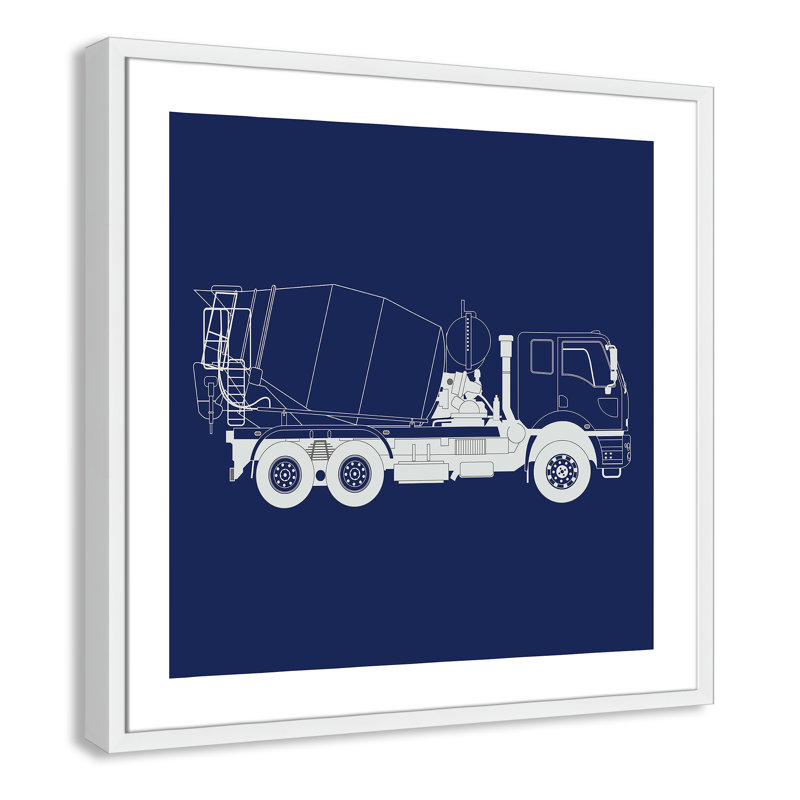 Camions Camions 1, art encadré, H 26,5 po x l 26,5 po x P 1,18 po, Encadré de boîte blanc