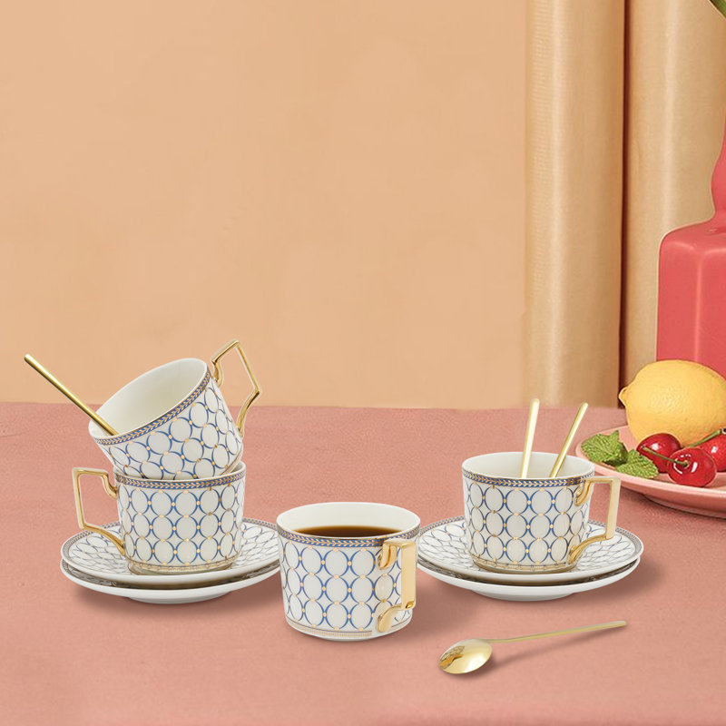 JOYDING European Style Cup and Saucer Set Porcelain Glazed Tea Cup JOYDING European Style Cup and Saucer Set Porcelain Glazed Tea Cup