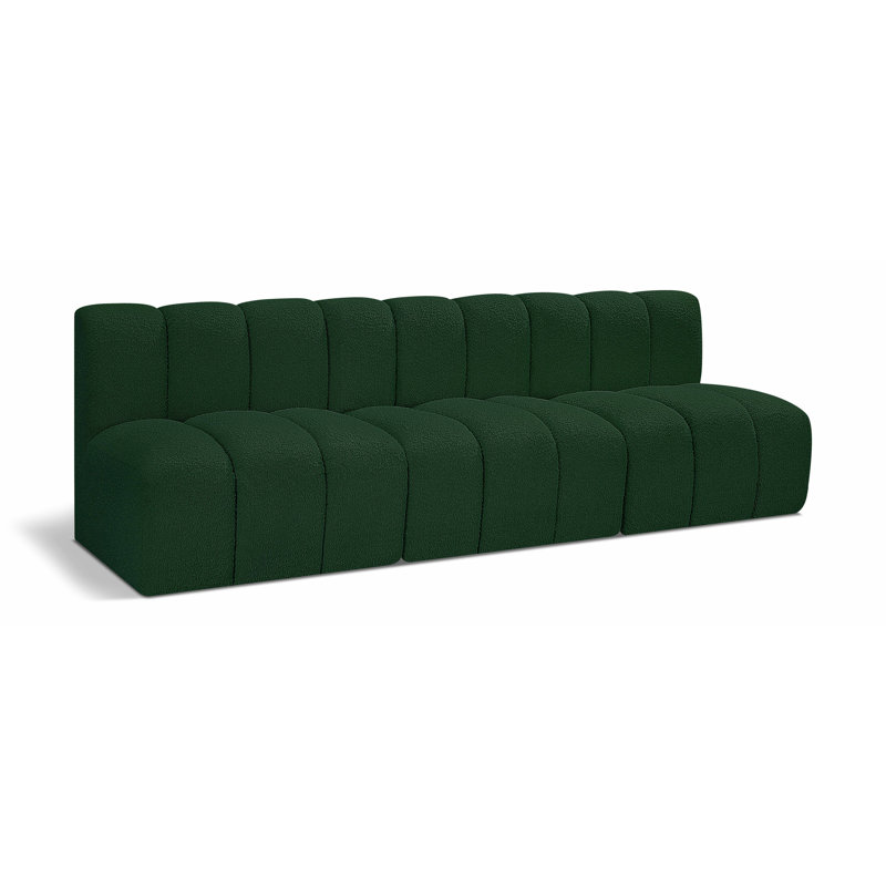 Hrach Upholstered Sectional Reversible, Green Boucle Fabric