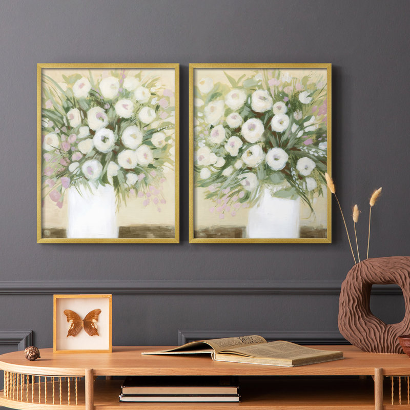 «Soft Sun Bouquet I», reproduction encadrée de qualité supérieure - prête à être accrochée - aucun clou requis - aucun clou requis