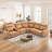 Idrissi Modern Top Faux Leather Electric Reclining Home Theater Sectional Sofa with Console & USB & Fold-Down Backrest