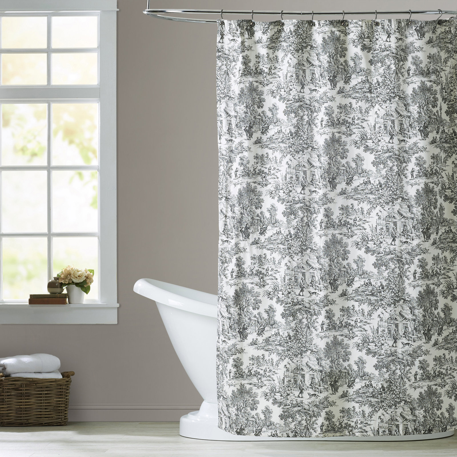 Amelie Cotton Shower Curtain, Black
