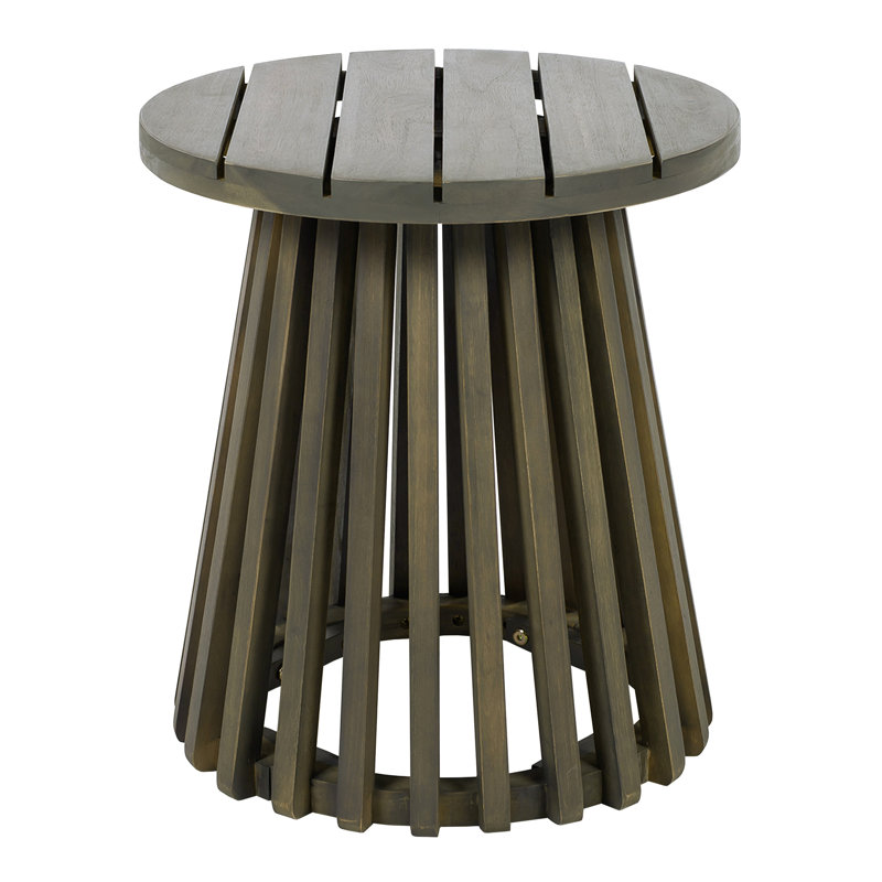 Outdoor Acacia Wood Patio Side Table, Gray