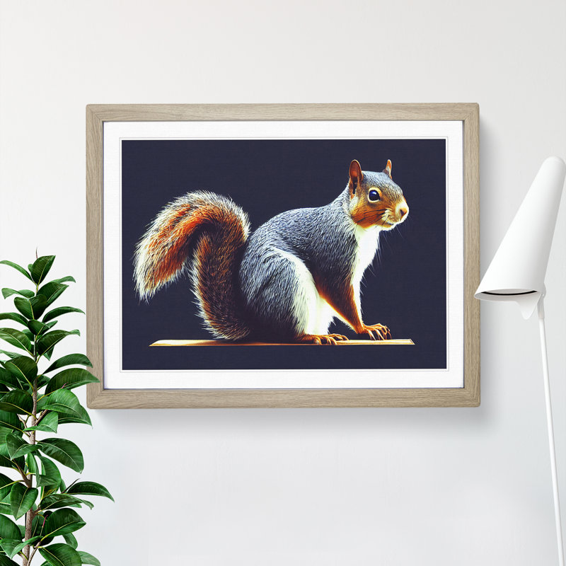 Squirrel Portrait - Picture Frame Print, Oak