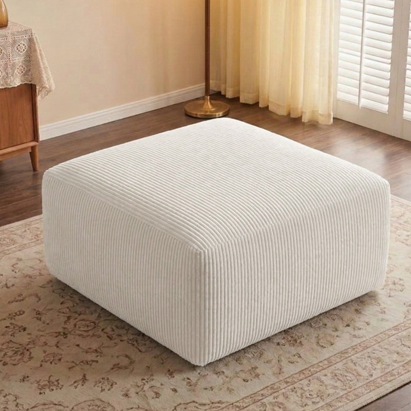 Repose-pieds 40 po carré en velours côtelé à compression pour canapé modulaire, Beige