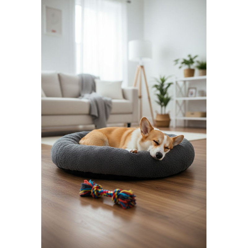 Lit pour animal de compagnie, Anthracite, Taille moyenne: L 25,59 po x l 25,59 po
