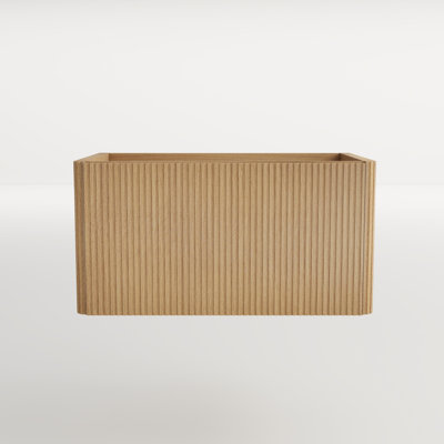 Meuble-lavabo suspendu en chêne naturel rayé pour salle de bain moderne, tiroir à ouverture par simple pression, hauteur 39 cm, tiroir et compartiments de rangement spacieux, profondeur 75 cm