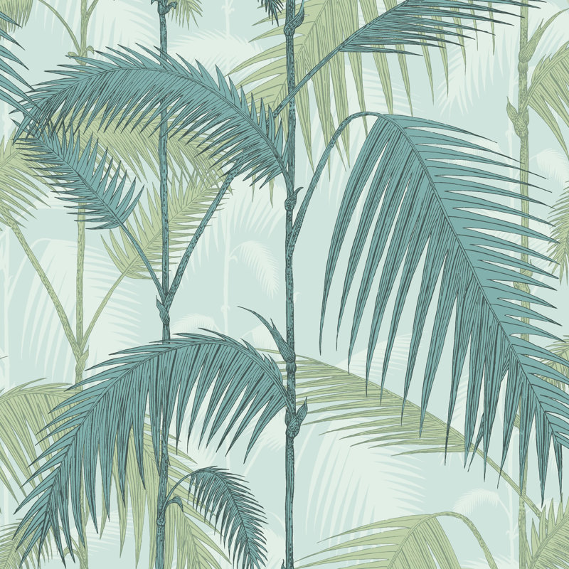 Icons Palm Jungle Floral Wallpaper Roll, Print Room Blue/Mint
