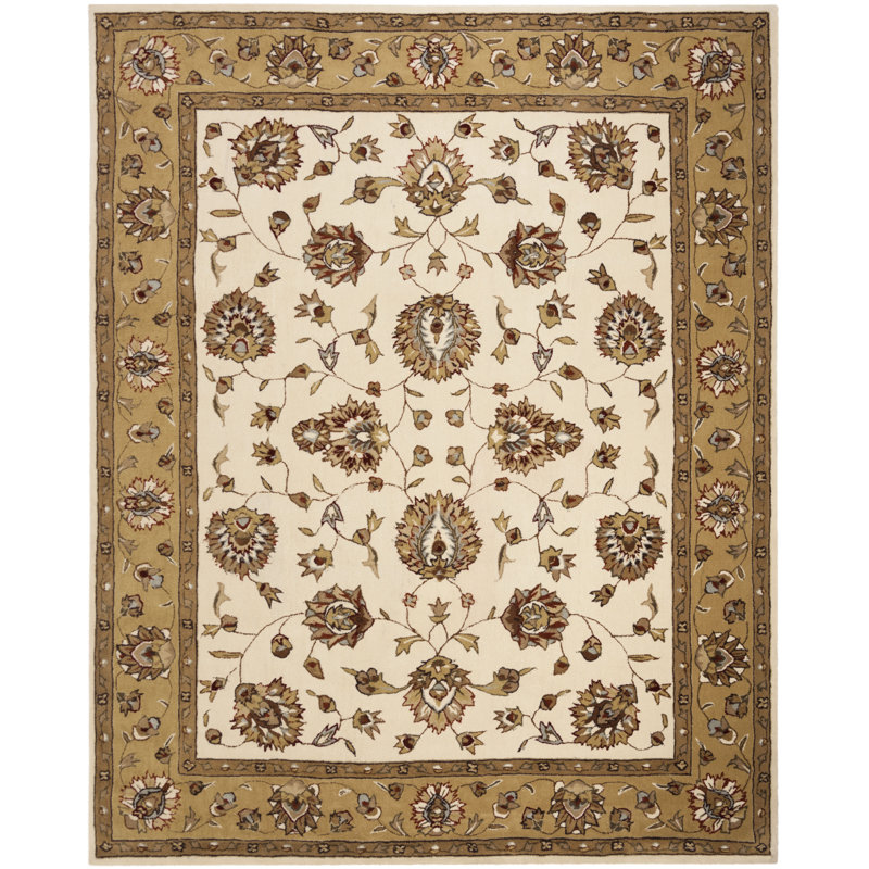 Tapis ivoire / beige en coton crocheté à la main Cloverdale, Rectangle 2 pi x 3 pi