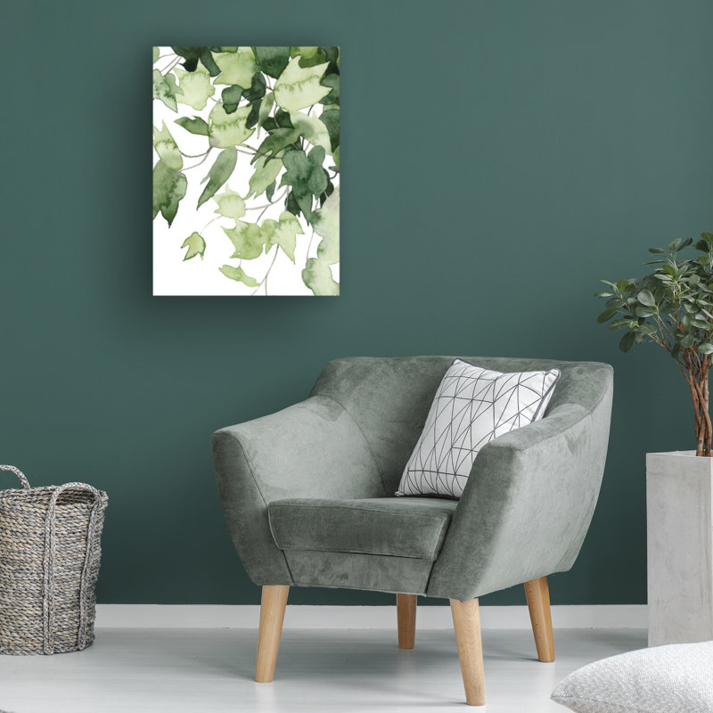 Emerald Green and White Floral Canvas Art, 14" x 19"