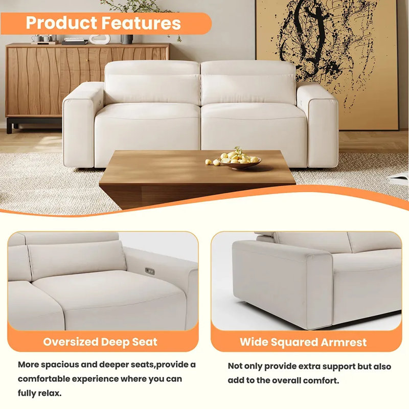 Canapé, Beige, 28.5" H x 110.5" W x 80.5" D