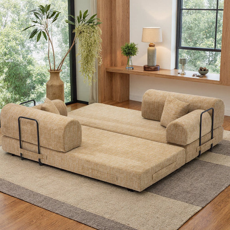 Canapé-lit Elegant Ochre Convertible - Canapé-lit multifonctionnel 4 en 1 pour salon et chambre à coucher, Ocre
