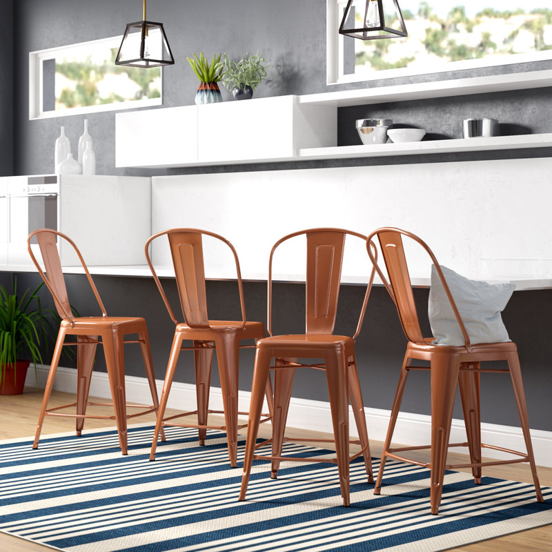 Tabouret de bar Iddings, Cuivre lustré, 1, Tabouret de comptoir (siège d'une hauteur de 24 p