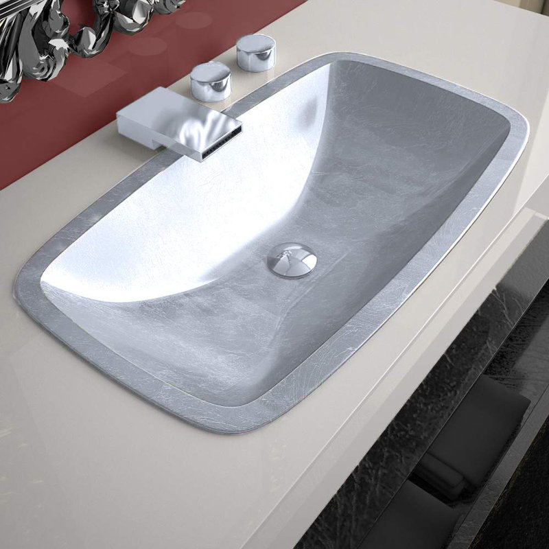 Oceano 25.2'' L Bathroom Sink, Silver Leaf