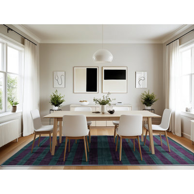 Machine Washable Horizontal Stripes Purple Area Rug