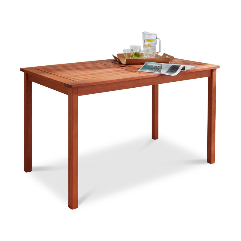 France Rectangular Eucalyptus Solid Wood Outdoor with Umbrella Hole Dining Table - 125 cm W 75 cm D
