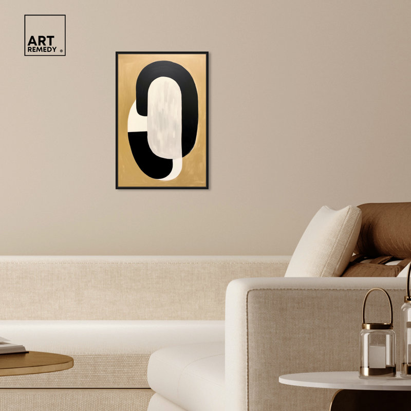 «Ear perçage», art abstrait tendance par Art Remedy, Cadre noir, H 25 po x l 17 po