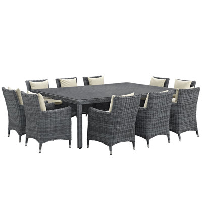 Ensemble de salle à manger d'extérieur 11 pièces Sunbrella Invite par Modway
