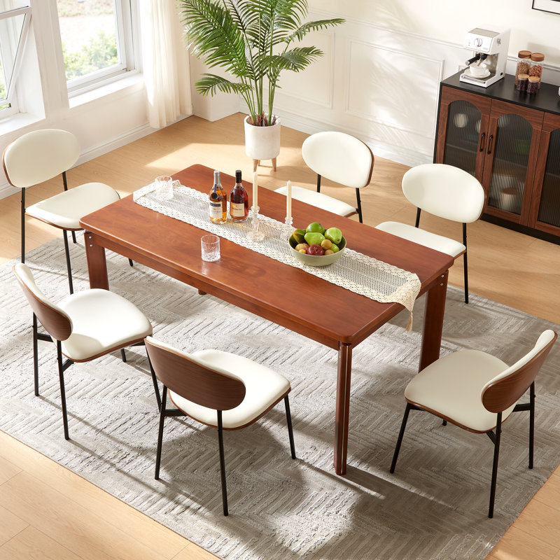 Pu Leather Upholstered Dining Chairs,side Chair For Dining Rooms,kitchens,living Rooms (set Of 2), Beige/White