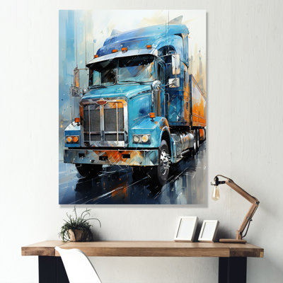 «Blue 53Ft Truck Harmony», reproduction sur toile encadrée