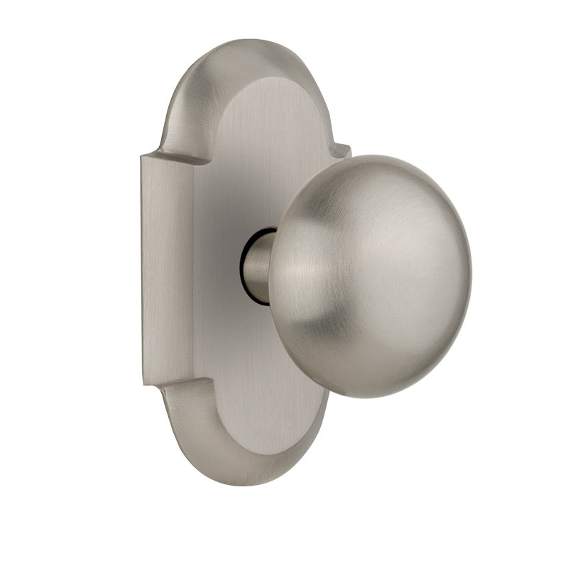 Cottage Plate with New York Door Knob, Satin Nickel