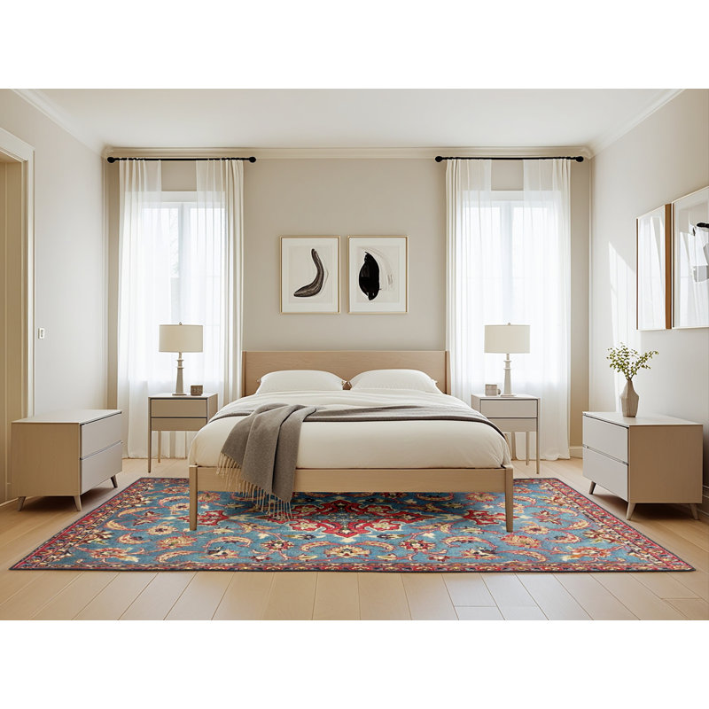 Tapis oriental bleu / rouge, Rectangle 5 pi x 8 pi