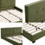 Structure de lit en velours de taille très grand vert olive, lit plateforme tapissier avec tête de lit capitonnée courbée, aucun sommier tapissier requis, plateforme tapissier moderne