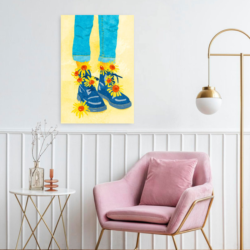 Art contemporain contemporain abstrait coloré et tournesol, H 24 po x l 16 po