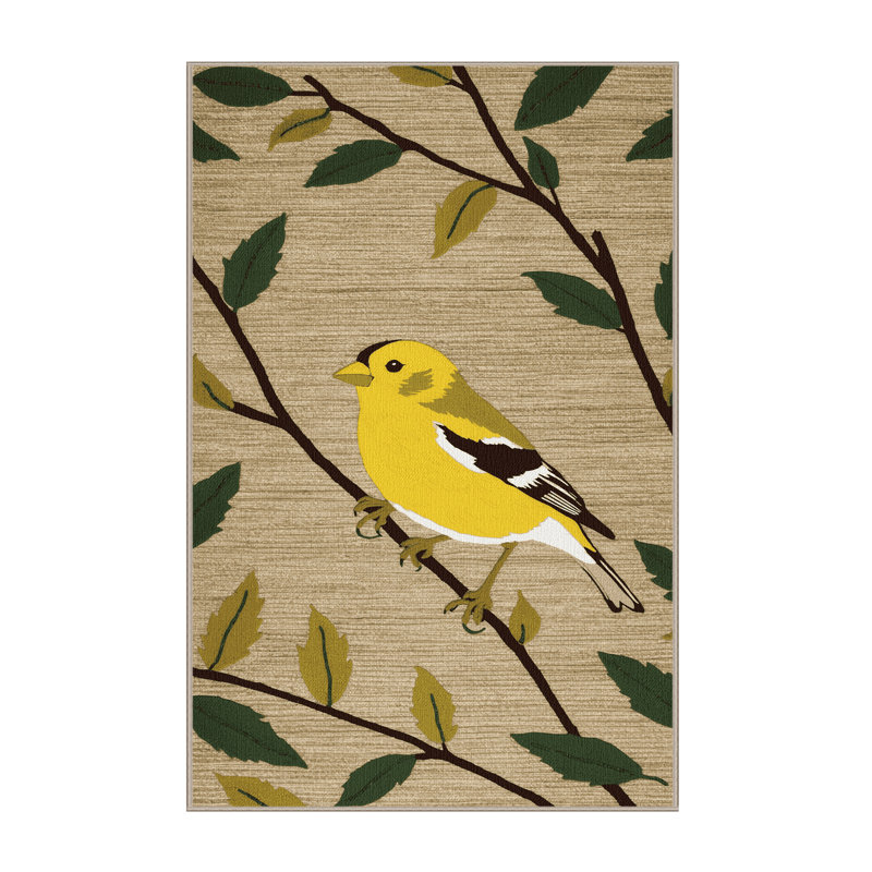 Washable American Goldfinch Birds Area Rug, Rectangle 8' x 10'