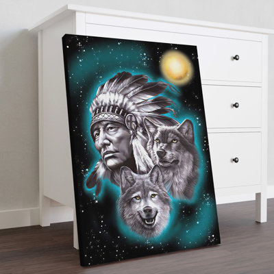 " Native American With Wolves "