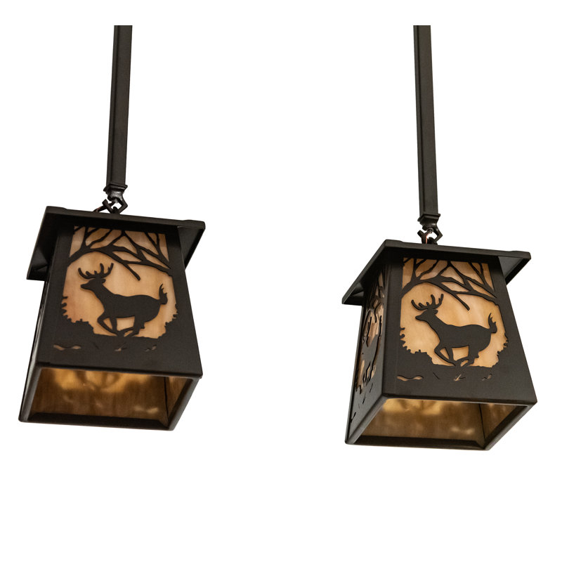 Luminaire suspendu carré / rectangulaire à 2 lumières pour îlot de cuisine Gulran