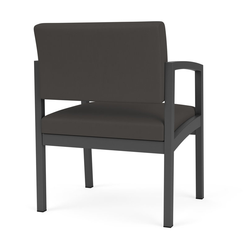 Chaise d'invité en acier Lenox, Noir Patriot Plus - Vinyle lavable au chiffon, Gris anthracite
