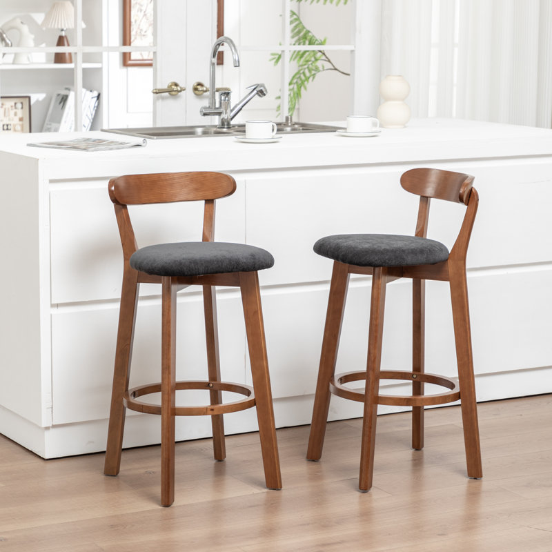 Nordic Solid Wood Bar Stool, Gray