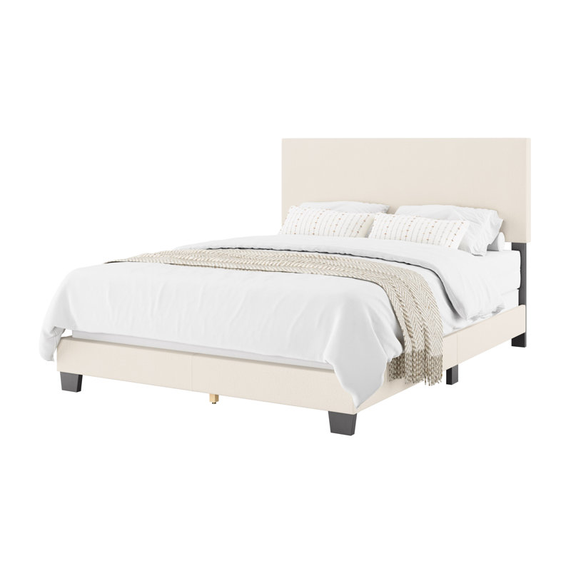 Lit tapissier Arlea, Beige Boucle, Grand