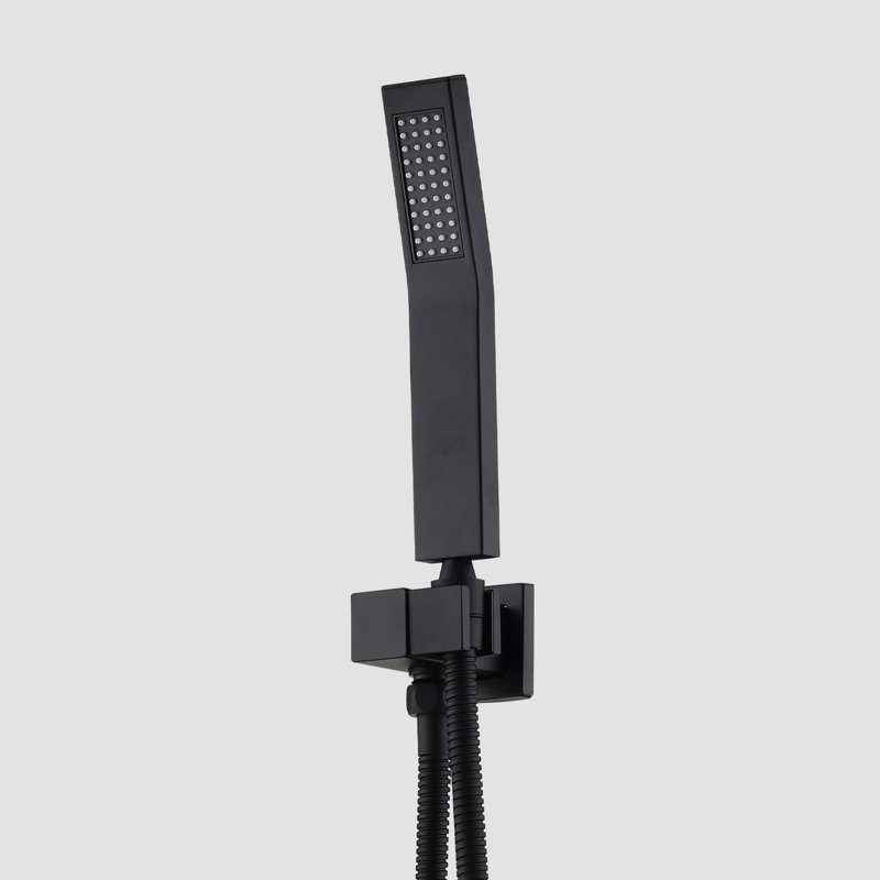 Ceiling-Mounted Shower Assembly, Matte Black - 12" Head & Handheld Natural Rainfall Copy Self-Cleaning Nozzle Brass Made Object Ceiling Mounted System And Mimic Discharge