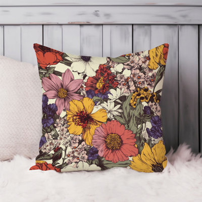 Floral Flower Pattern Retro - IX Cottage Throw Pillow Cover