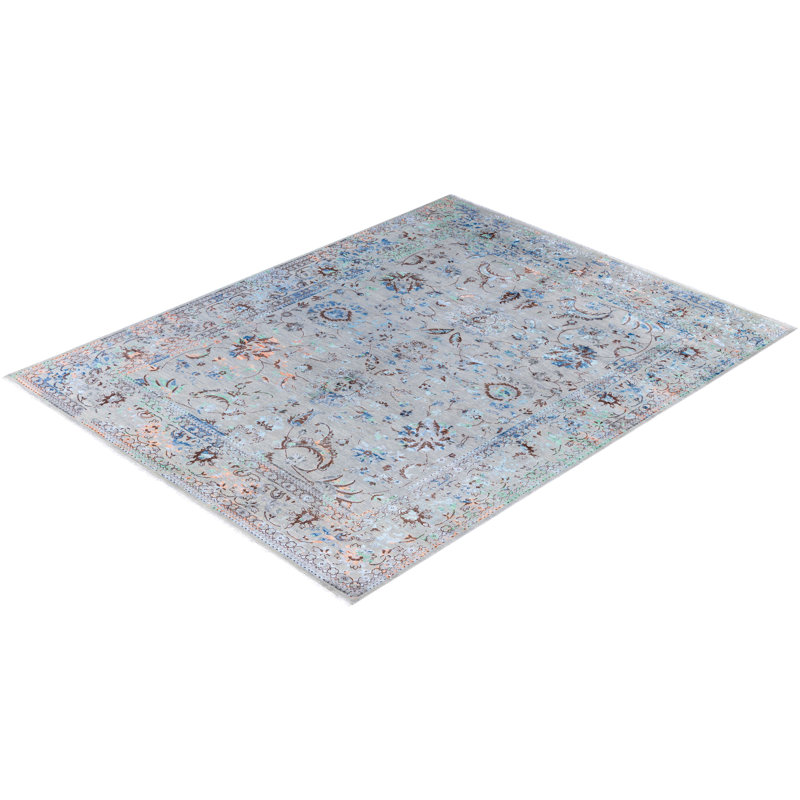 Tapis unique noué à la main gris Richey, 8 pi 1 po x 10 pi 4 po