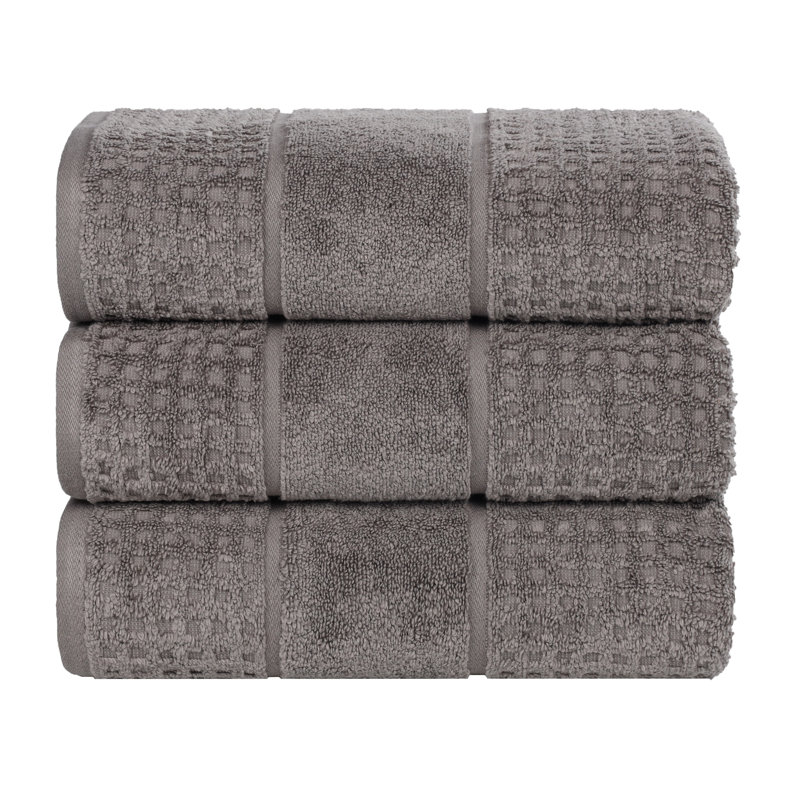 Serviette de bain 100% coton gaufré Hochman, Gris anthracite